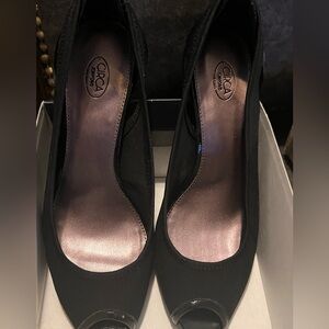 Joan & David Black Women's Peep-Toe Pumps